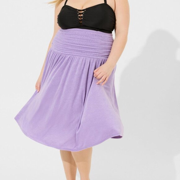 ❤️NWT VINTAGE TORRID SWIM COVER STRAPLESS TERRY BEACH DRESS COVER-UP LILAC PLUS - Picture 3 of 16